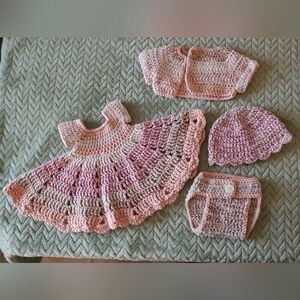 OFFERS PLS! Handmade Pink and Cream Crochet Baby Set